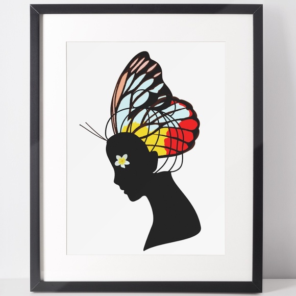 Other - Abstract Wall Art Butterfly Girl Print Unframed